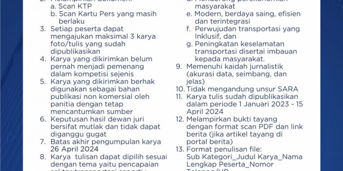 Kompetisi Jurnalistik Kemenhub, Cek Syarat dan Ketentuannya di Sini!